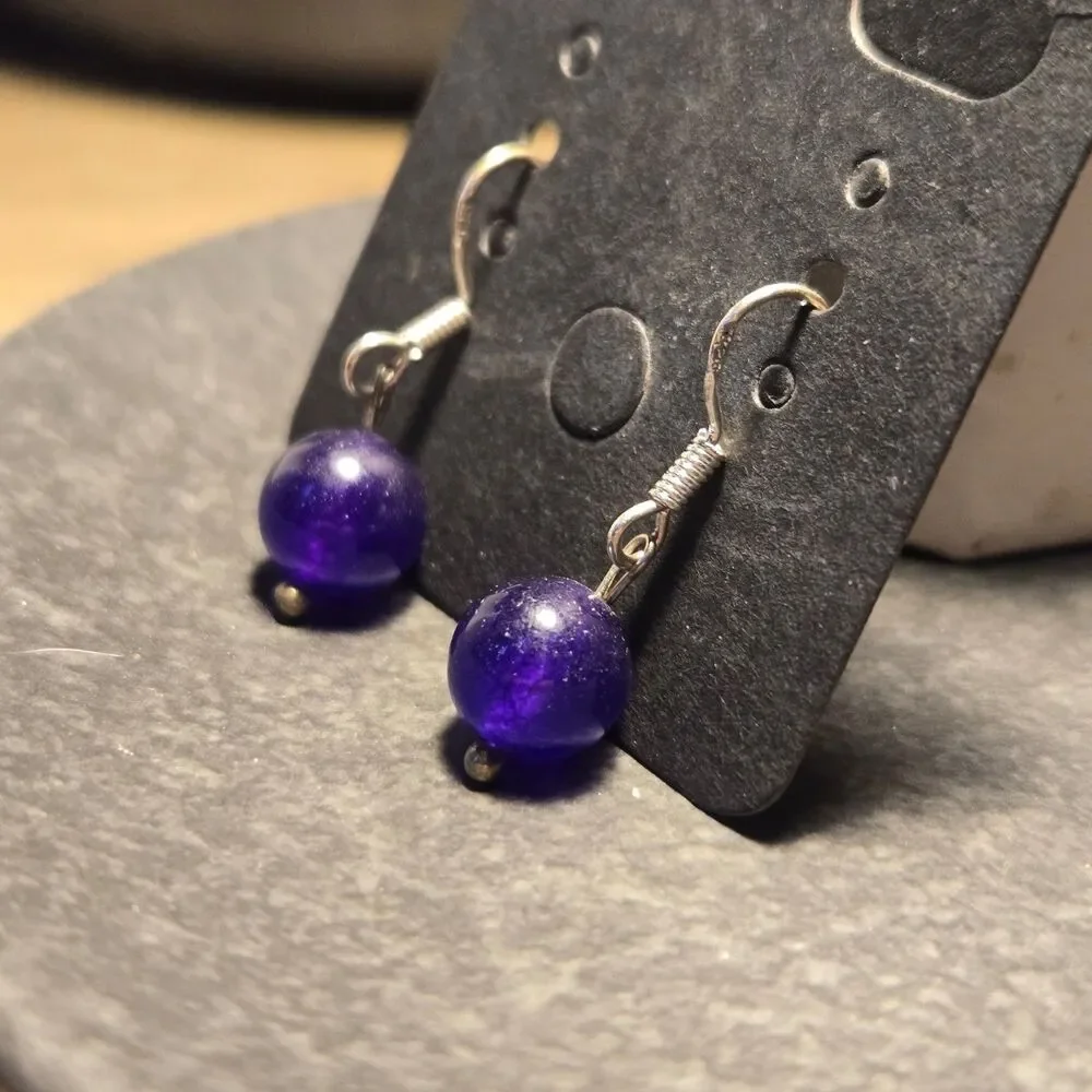 Purple Stone Sterling Silver Earrings